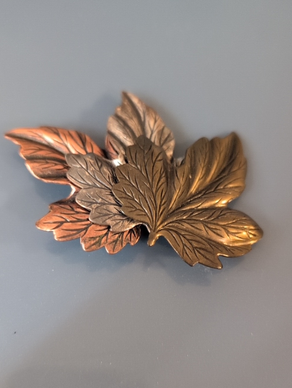 Leaf Cluster Metal Brooch in Antique Copper Tone